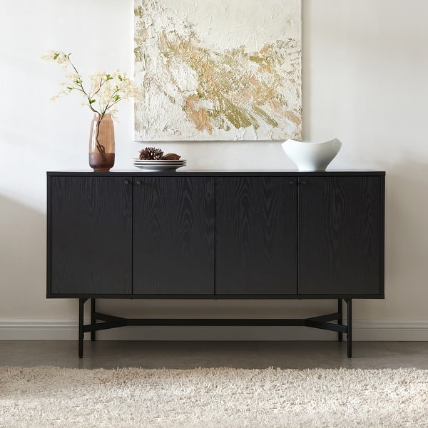 slide 2 of 9, Richmond 58" Wide Rectangular Buffet Table - 58" Wide Black Grain