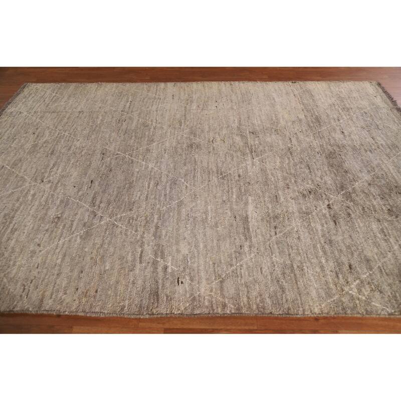 Trellis Moroccan Wool Area Rug Handknotted Contemporary Carpet 6'7