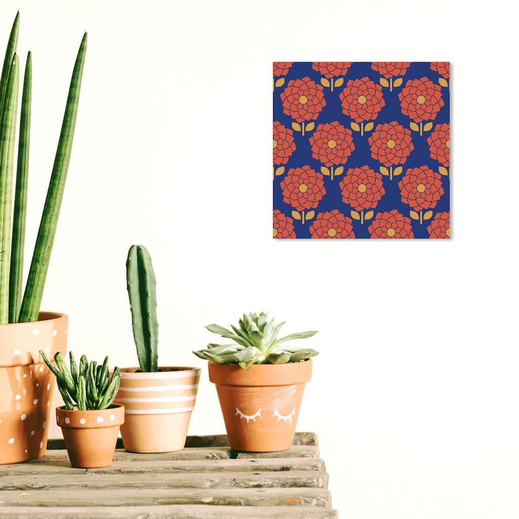 Wynwood Studio Canvas Floral and Botanical One of Tokyo Flower Pattern Orange and Dark Orange Modern Wall Art Canvas Print