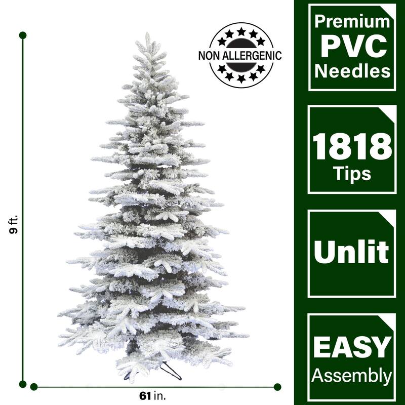 Fraser Hill Farm Plastic/Metal 9-foot Flocked Mountain Pine