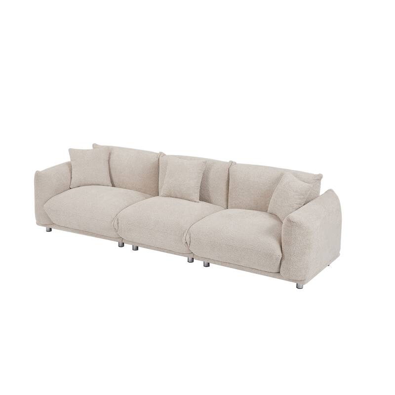 Camel Modern 111" Oversized 3-seater Sofa with Metal Legs and Solid Wood Frame for Living Room