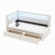 preview thumbnail 69 of 73, Platform Bed Linen Upholstered Daybed with L-shaped Headboard USB Ports and Light for Night's Sleep, Choose 2 Drawer or Trundle