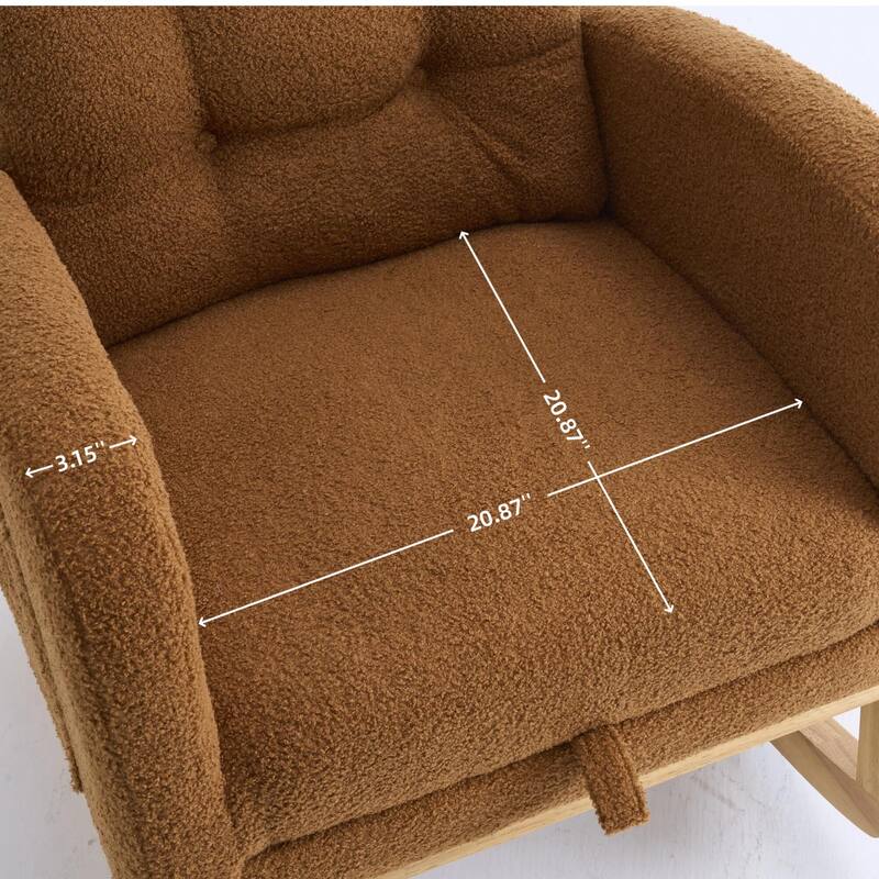 Accent Rocking Chair with Footrest & Storage Pocket, High-Back Rocker, Rubber Wood Lounge Chair