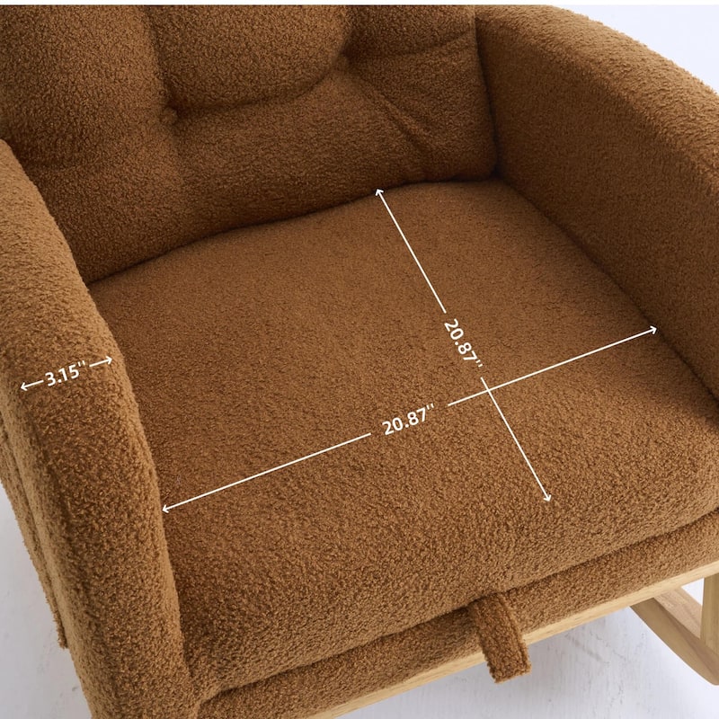 Upholstered Rocking Chair with Footrest & Thick Cushioned, Accent Chair Lounge Chair with Side Storage Pocket