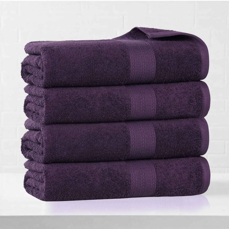 Eco-Friendly Sustainable Cotton Bath Towel by Superior (Set of 4) - Eggplant