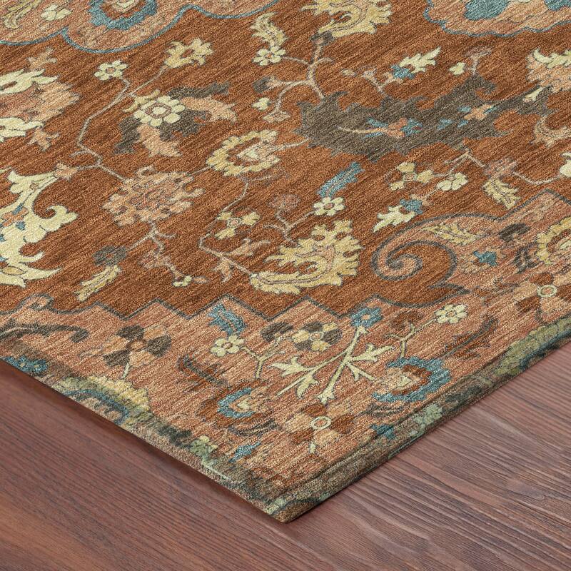 Machine Washable Indoor/ Outdoor Traditional Indore Chantille Rug