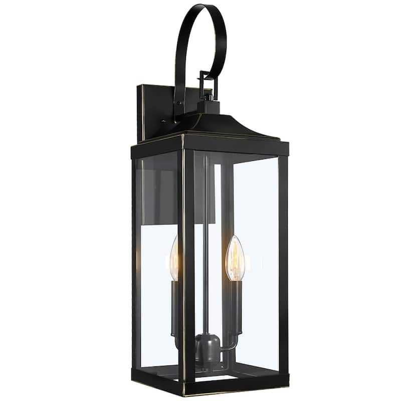 25.7"H 2-Light Large Outdoor Bronze Exterior Wall Lantern Sconce Light