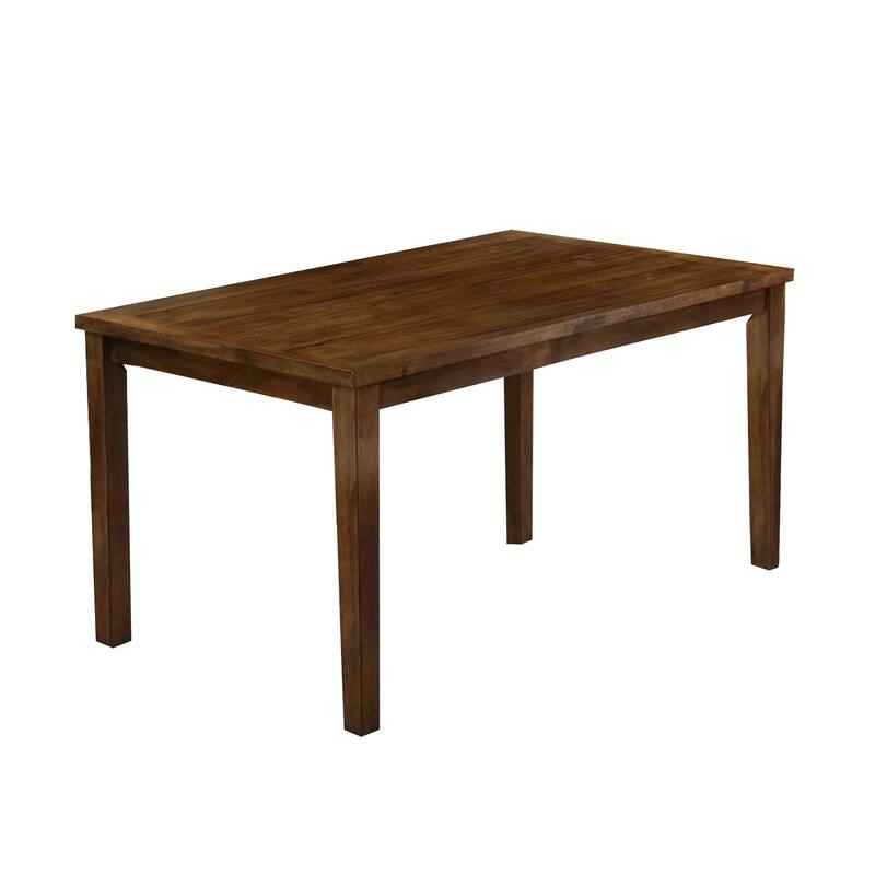 Fordy 7pc Dining Table Set with 6 Beige Fabric Chairs, Walnut Wood