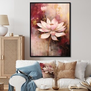 Designart "Vintage Pink Lotus Symphony I" Lotus Framed Wall Art Living ...