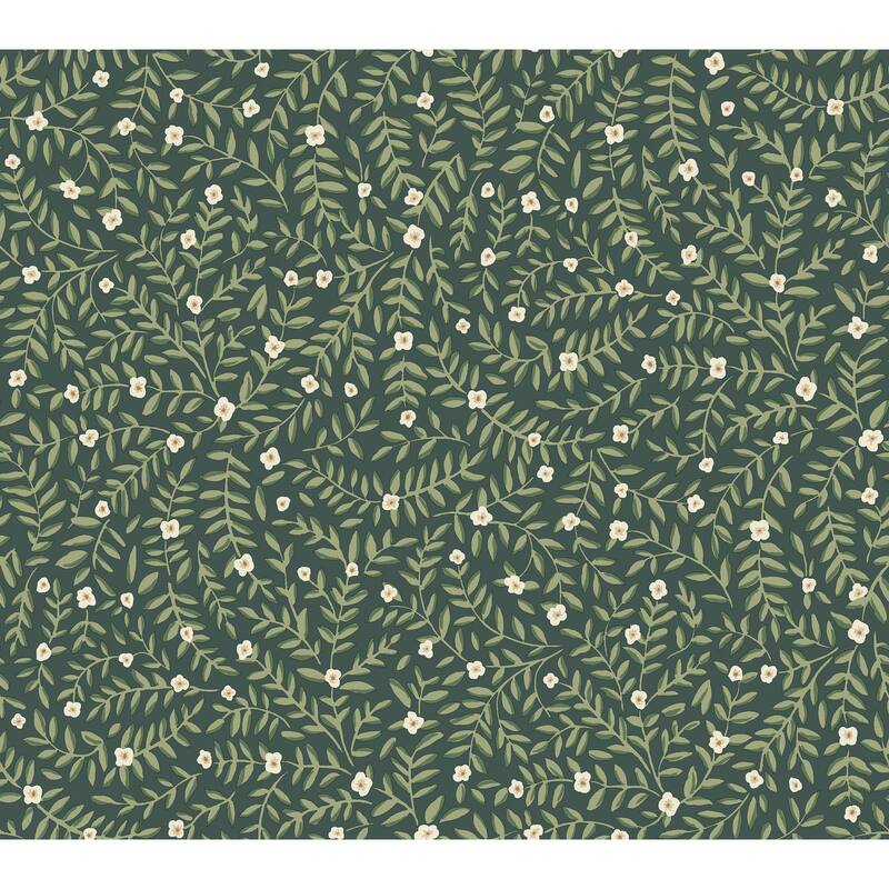 Rifle Paper Co. Elodie Evergreen Petite Floral Premium Peel + Stick Wallpaper