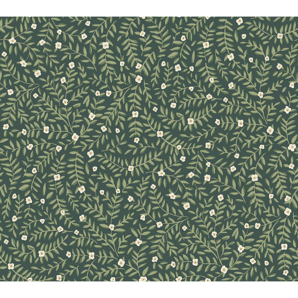 Rifle Paper Co. Elodie Evergreen Petite Floral Premium Peel + Stick Wallpaper