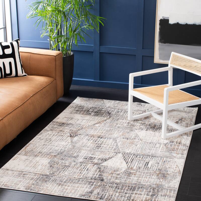 SAFAVIEH Shivan Zenia Modern Distressed Rug - 5'1" x 7'6" - Ivory/Grey
