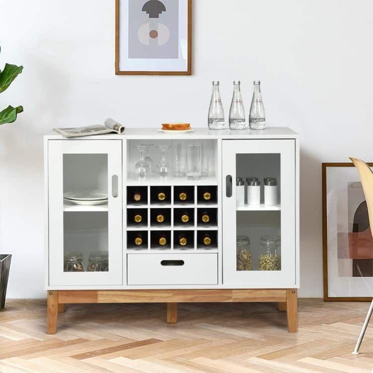 Wood Wine Storage Cabinet Sideboard Console Buffet Server - 39.5" x 13" x 31.5" (L x W x H)