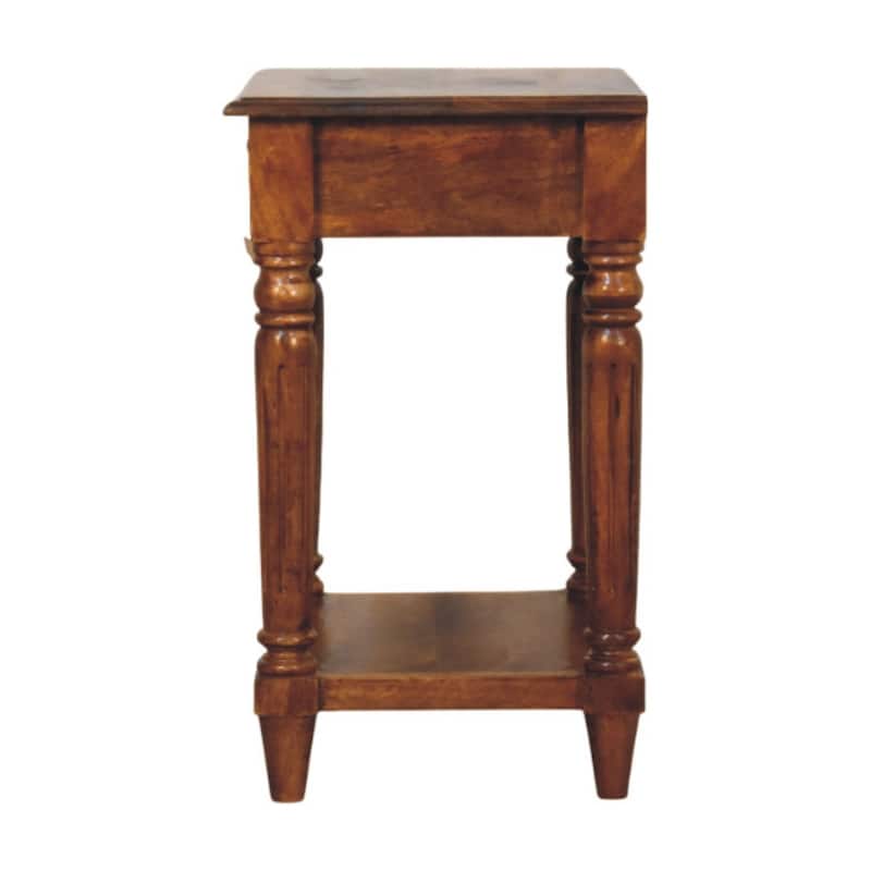 Solid Wood Turned Legs Chestnut Side Table