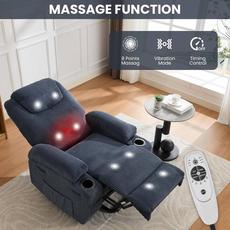 Electric Power Lift Recliner Sofa Chair with Massage, Heat & 155° Recline