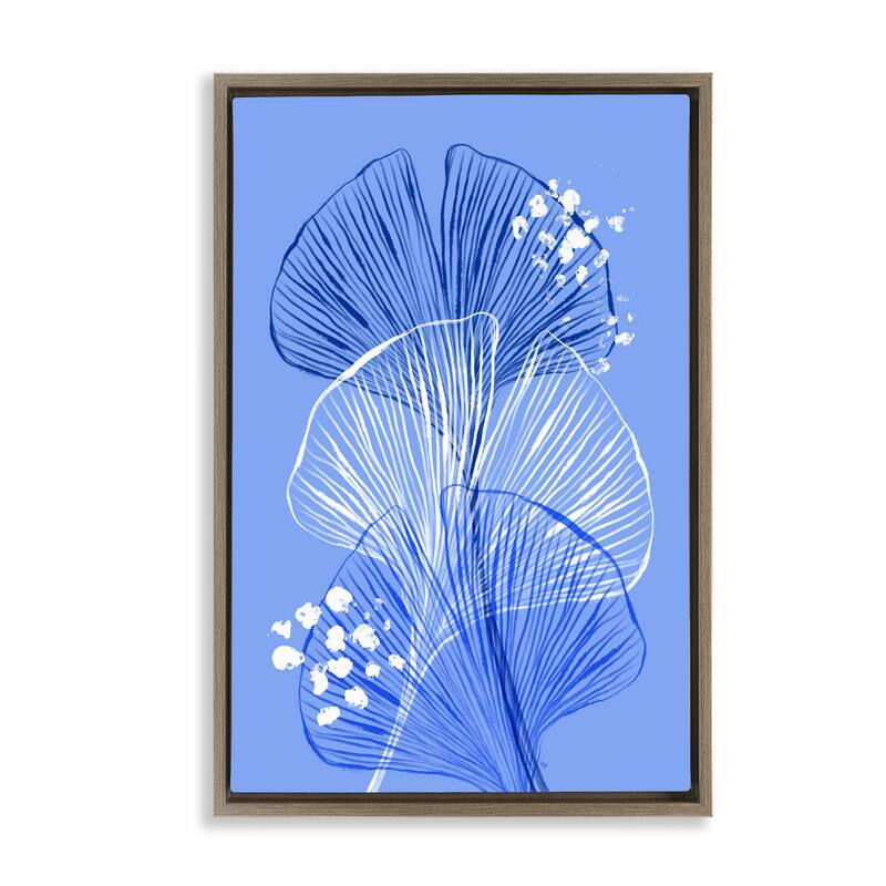 Stupell Layered Blue Gingkoes Framed Floater Canvas Wall Art Design By Martina Pavlova - 17 x 25 - Brown