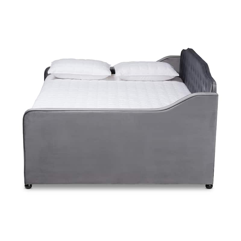 Silver Orchid Titus Contemporary Tufted Velvet Daybed with Trundle