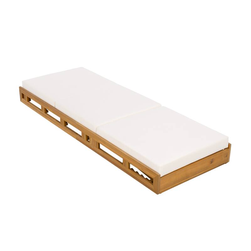 Christopher Knight Home- Cassian Patio Acacia Wood Chaise Lounge Set