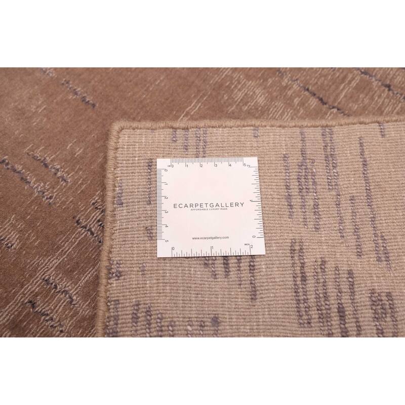 ECARPETGALLERY Hand Loomed Loreto Brown Wool Rug - 5'7 x 7'10