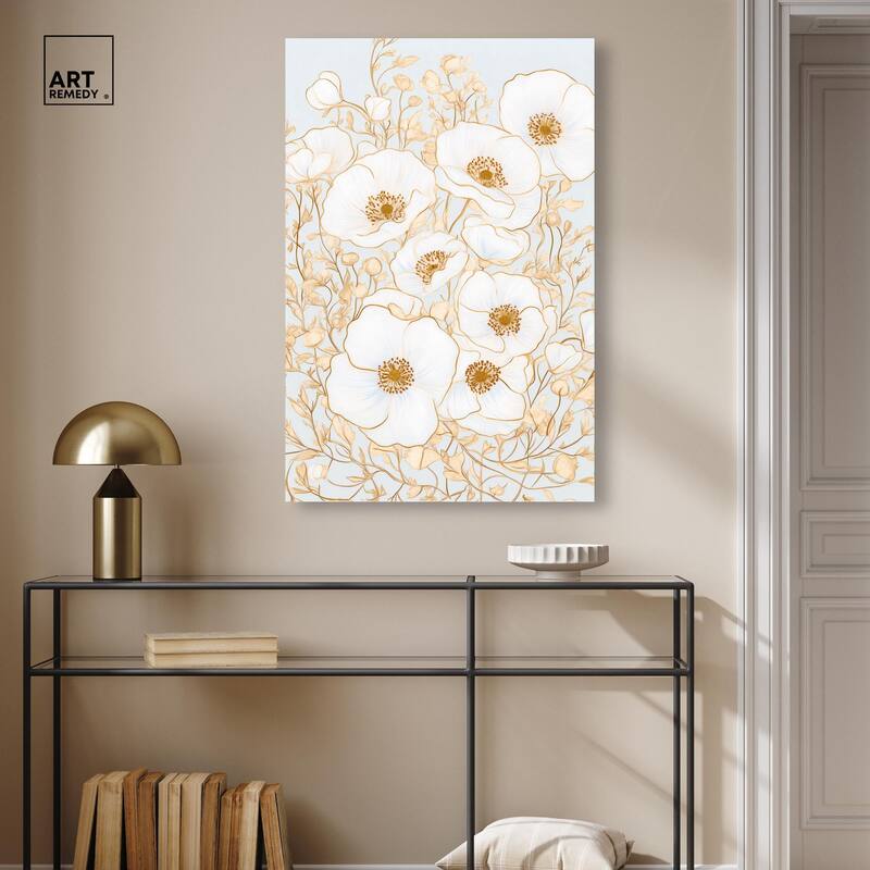 White and Gold Poppies I Canvas by Art Remedy, Gallery Wrapped