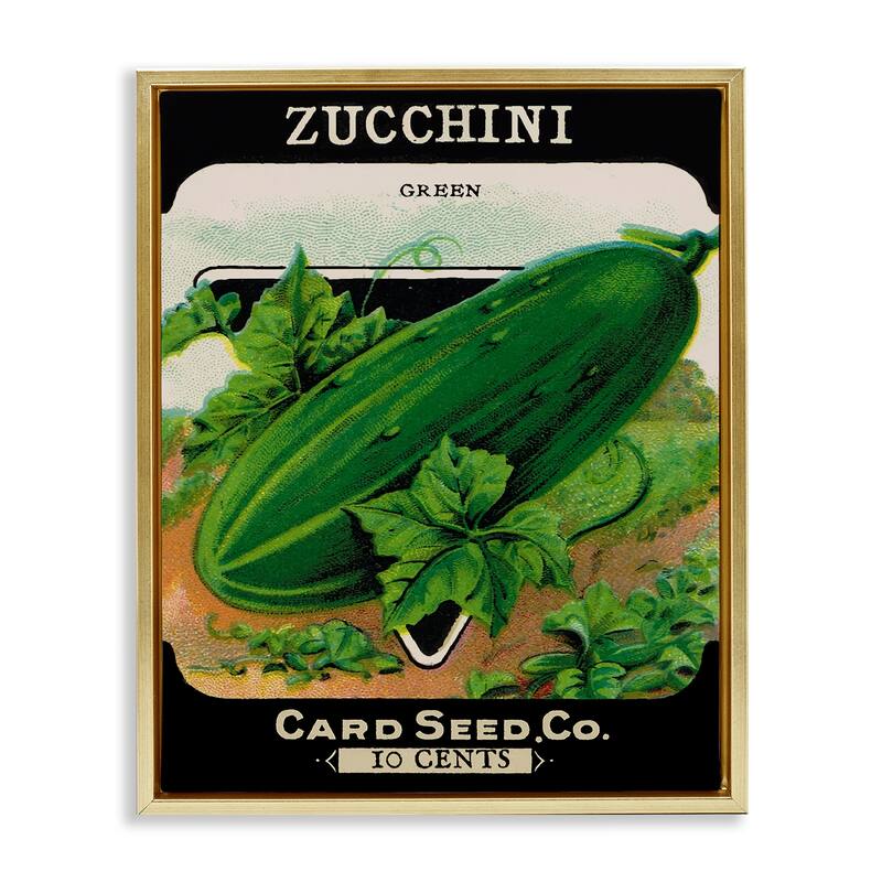 Stupell Vintage Garden Zucchini Framed Floater Canvas Wall Art Design By Lil' Rue - 17 x 21 - Gold
