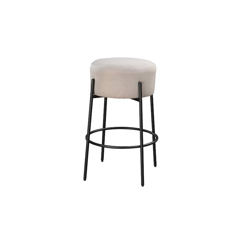 LuXeo Danica Bar Stool Black Steel Legs with Upholstered Seat (Set of 2)