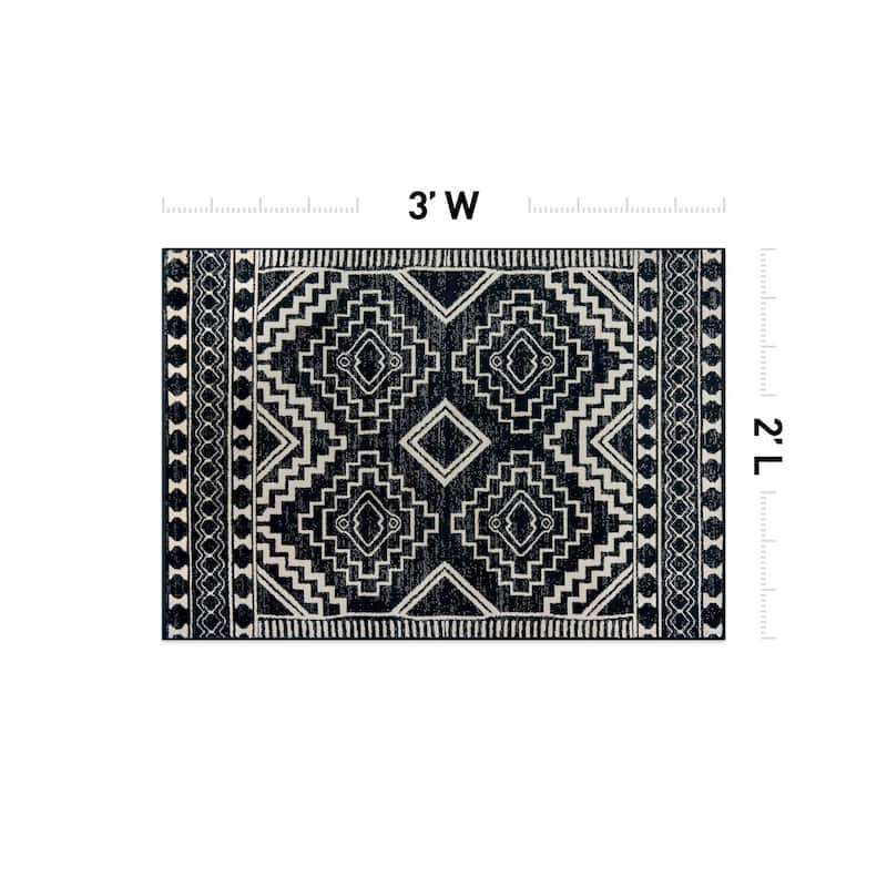 Contemporary Distressed Geometric Area Rug
