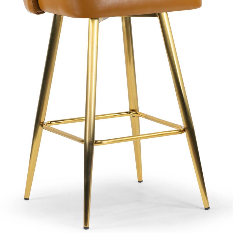 Set of 2 Auren Upholstered Stool with Golden Legs