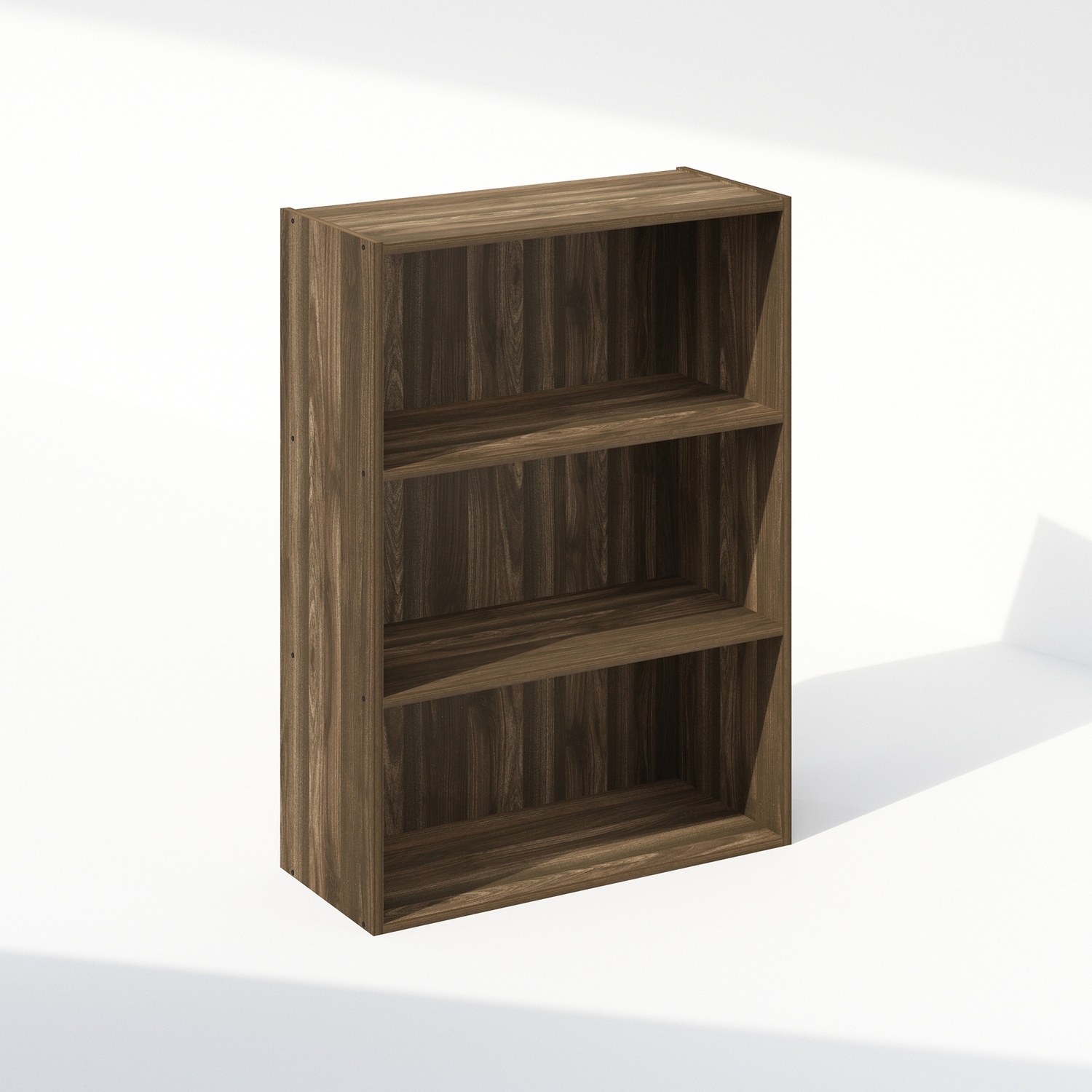 31.5 in. Tall Walnut Wood 3-Shelf Bookcase