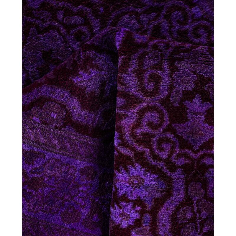 Overdyed One-of-a-Kind Hand-Knotted Runner Rug - Purple - 2' 8" x 4' 7"