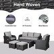 Thumbnail 3, Outsunny 6-Piece Outdoor Rattan Patio Sofa Set with 3-Seat Couch, 2 Recliners, 2 Ottoman Footrests, & Coffee Table, Grey. Changes active main hero.