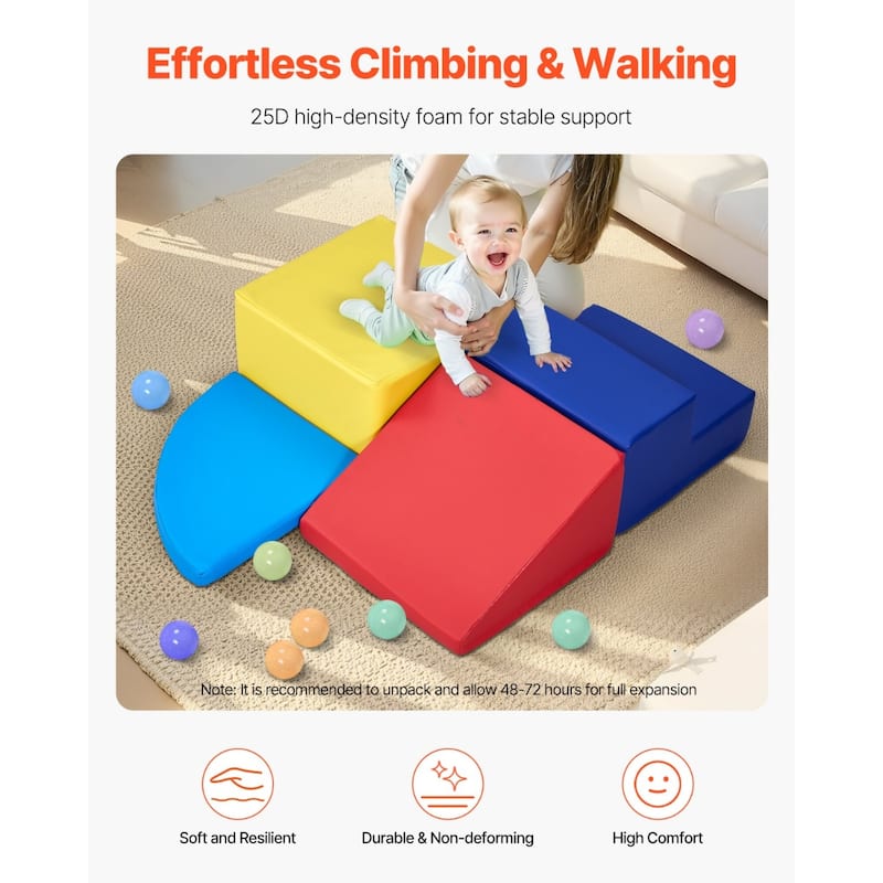 Multi Color PU Leather Foam Climbing Blocks Set, 4 Piece Educational Design - Multi Color - N/A