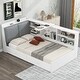 preview thumbnail 4 of 23, Twin Wooden Platform Bed Frame with Upholstered Storage Headboard