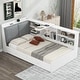 preview thumbnail 4 of 16, Wood Twin Size Platform Bed with Storage Headboard, Shelves and 2 Drawers, White