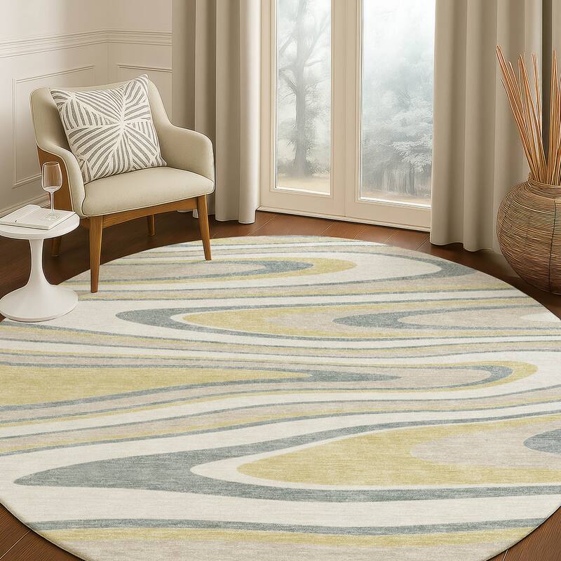Machine Washable Indoor/ Outdoor Abstract Busey Chantille Rug