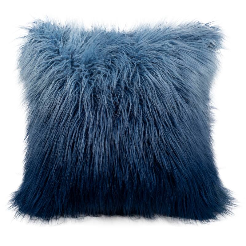 SAFAVIEH Heirloom Faux Flokati Decorative Pillow- Blue
