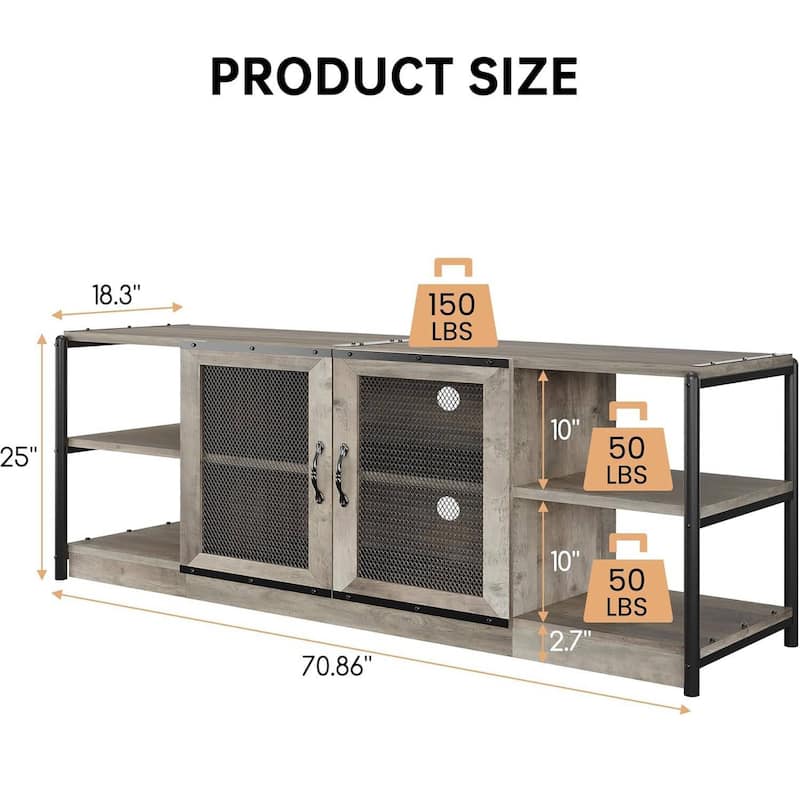 2 Tier Rustic TV Console TV Stand Entermainment Center for Living Room, Bedroom 70 Inch TV - N/A