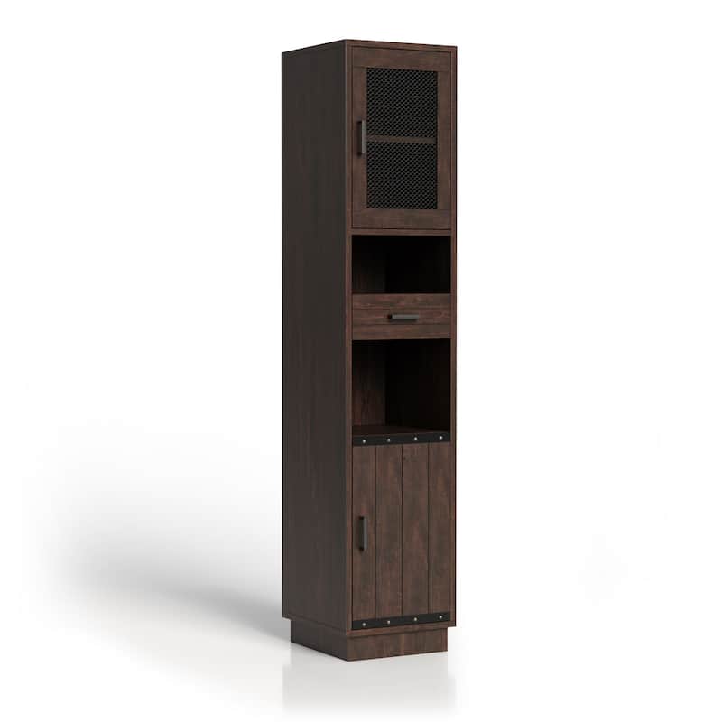 Hury Farmhouse Walnut Multi-Storage TV Tower by Furniture of America - Reclaimed Oak