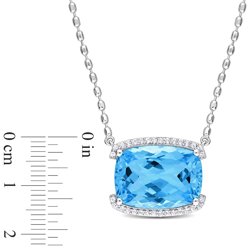 Miadora 13 5/8ct TGW Cushion-cut Sky-Blue White Topaz Necklace Sterling Silver