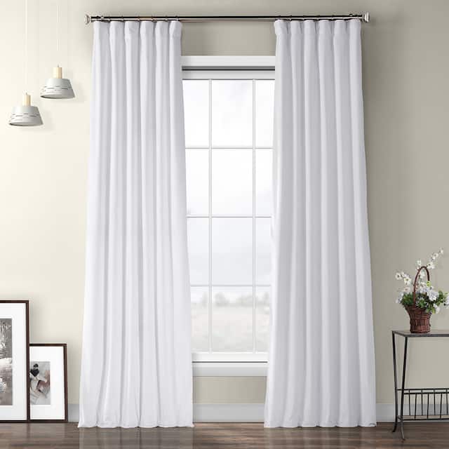 Exclusive Fabrics Heritage Plush Velvet Single Curtain Panel - 50 X 84 - pillow white