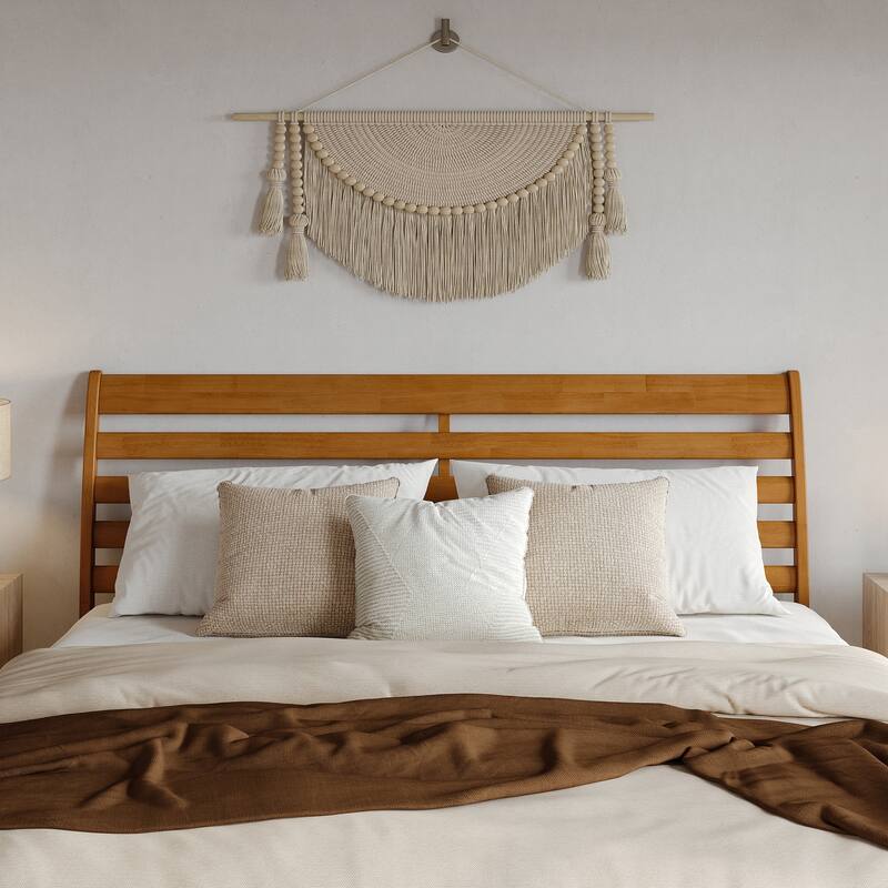 King Size Adjustable Solid Wood Panel Headboard with Modern Design, Smooth White Finish for Bedroom Beds