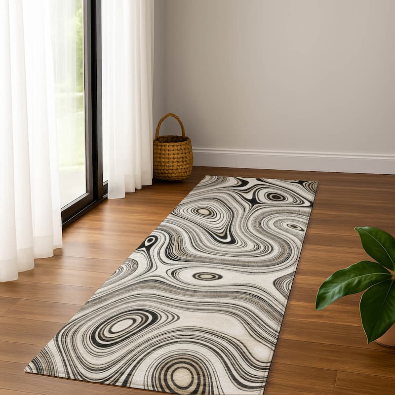 Premium Washable Super Soft Contemporary Alfa Mayfield Rug - Ivory - 2'3" x 7'6"