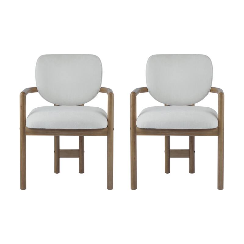 Dining Chairs Set of 2 Upholstered Arm Chairs, Rubber Wood Accent Chairs Fabric Seating, 300 LBS Weight Capacity
