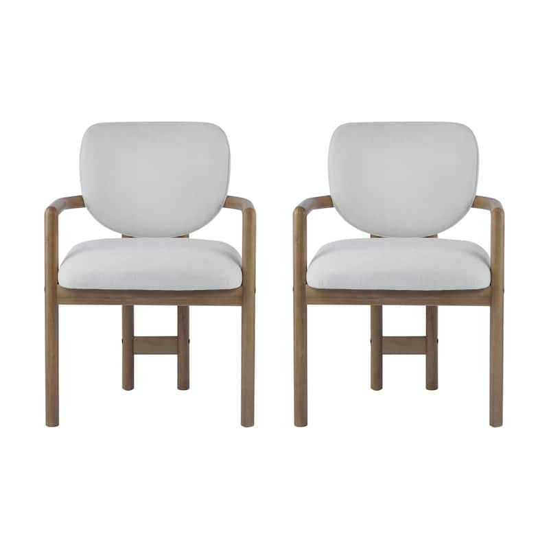Roomfitters Upholstered Dining Arm Chair Set of 2, Rubber Wood Accent Seating, Comfortable Padded Seat
