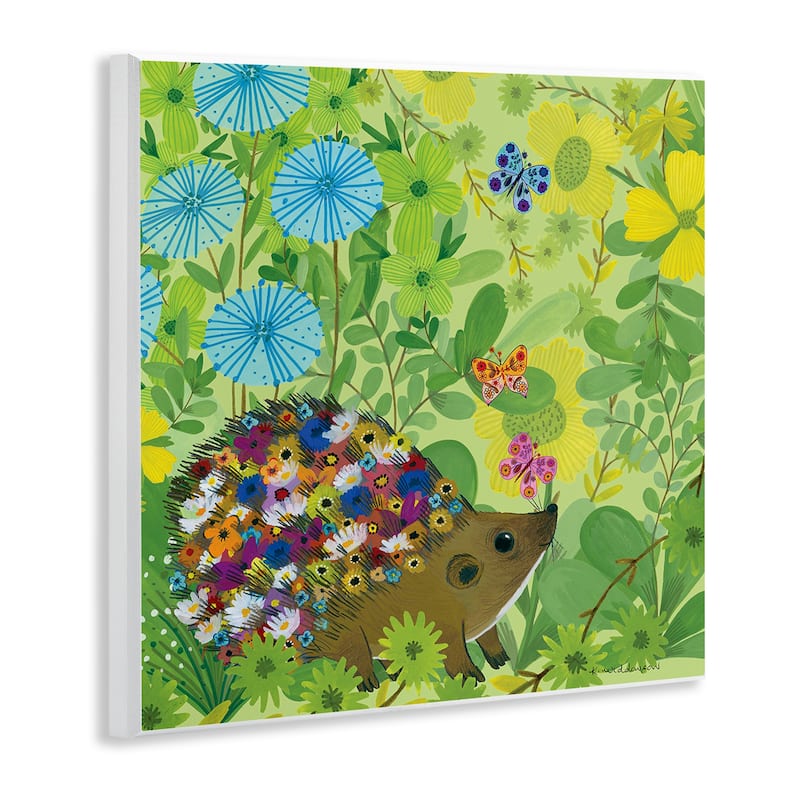 Stupell Happy Hedgehog & Flowers Wall Plaque Art Design By Kay Widdowson