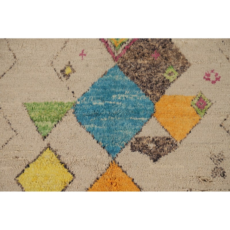 Geometric Moroccan Oriental Area Rug Hand-Knotted Wool Carpet - 4'9" x 8'9"