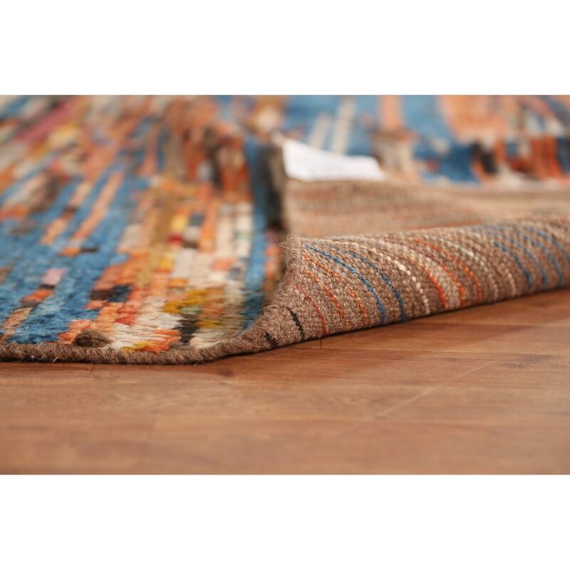 Moroccan Oriental Area Rug Handmade Stripe Wool Carpet - 6'4" x 9'6"