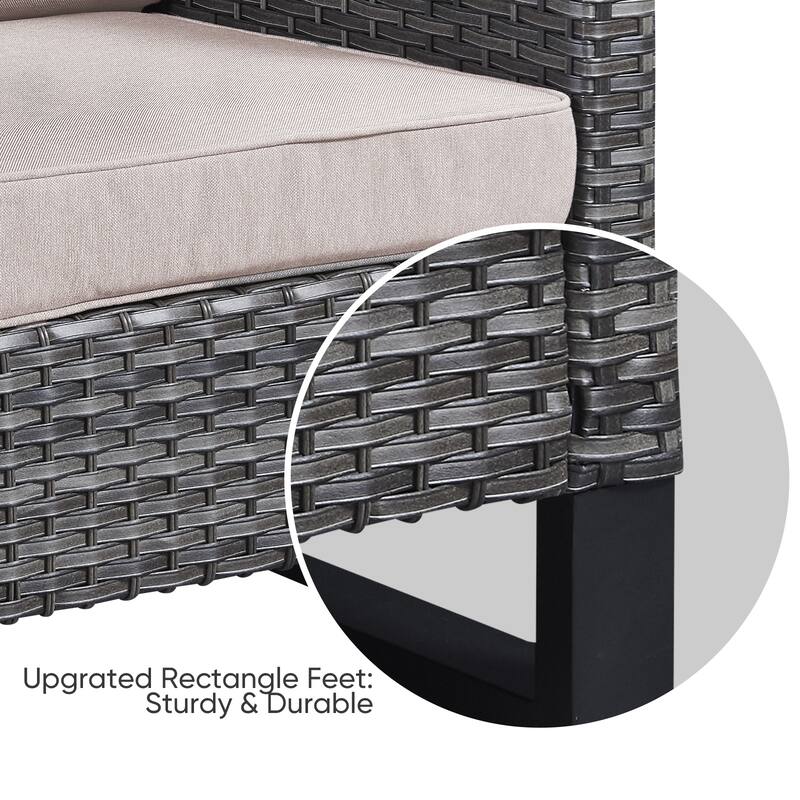 Patio Rattan Sectional Sofa Swivel Chair with Fire pit Table