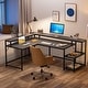 preview thumbnail 27 of 32, L Shaped Desk with Monitor Shelf, Reversible Corner Computer Desk for Office Home 69"