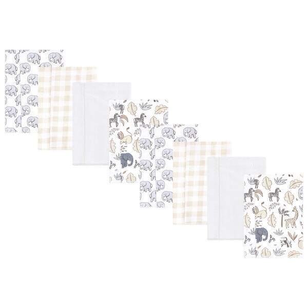 slide 1 of 1, Hudson Baby Boys and Girls Cotton Poly Flannel Burp Cloths 8-Pack, Neutral Safari, One Size - Neutral Safari 8-Pack - One Size